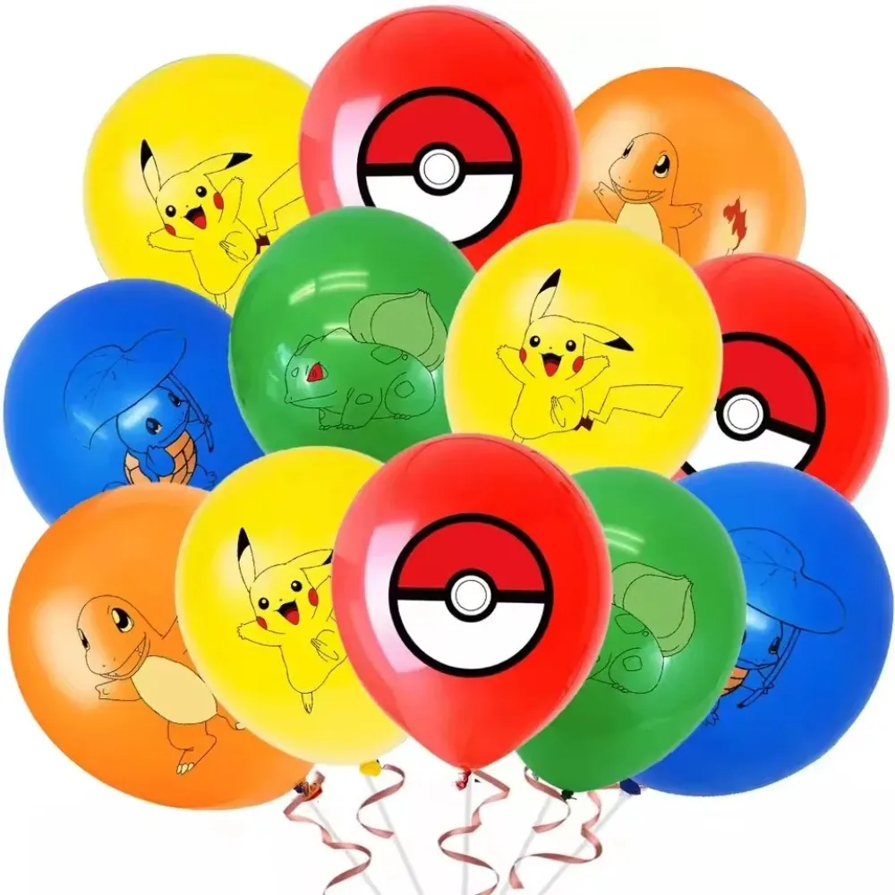 Party Supplies - 10 Adet Pokémon Baskılı Lateks Balon,