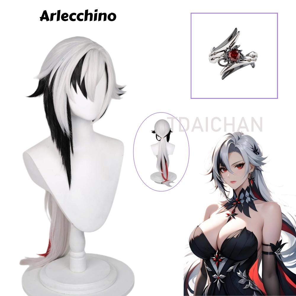 Anime Cosplay Wig Heat Resistant - Genshin Impact Arlecchino Cosplay Peruk Uzun