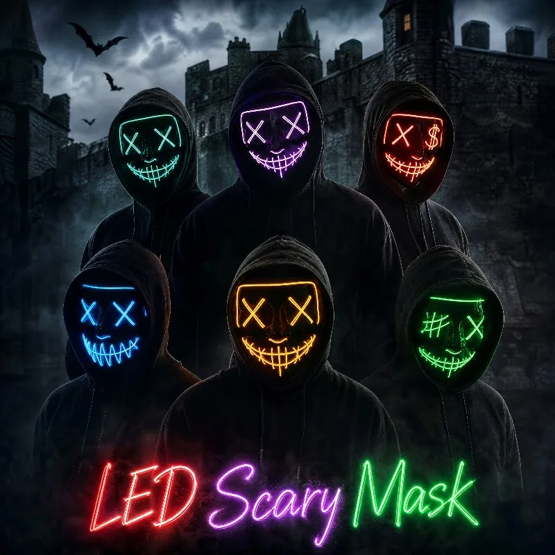 Led Purge Mask Halloween - 2026 Cadılar Bayramı Partisi Malzemeleri: Işıklı